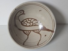 Svend Bayer Stoneware Bowl Decorated with Bird - 17cm Diameter