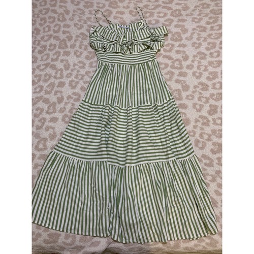 Zara striped ruffle maxi dress - striped,
