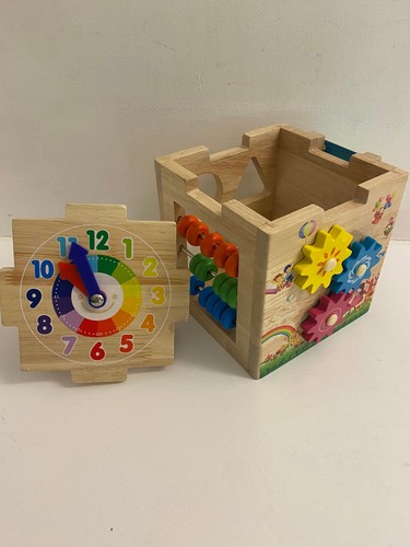 Wooden activity cube bead - wooden,