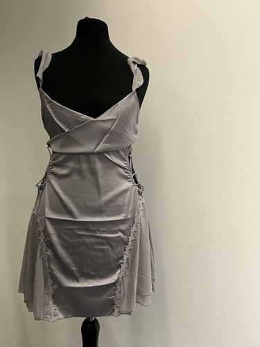 Purple satin lace slip - slip, /