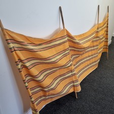 Vintage Material Beach Windbreaker With 4 Poles Prop Vw Camper 270cm X 120cm