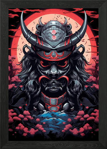 Japanese samurai helmet framed - samurai,