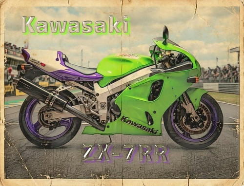 Kawasaki zx7 metal sign - kawasaki, rr