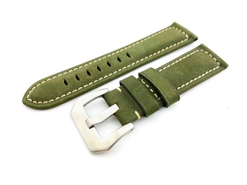 Green genuine leather strap - green,