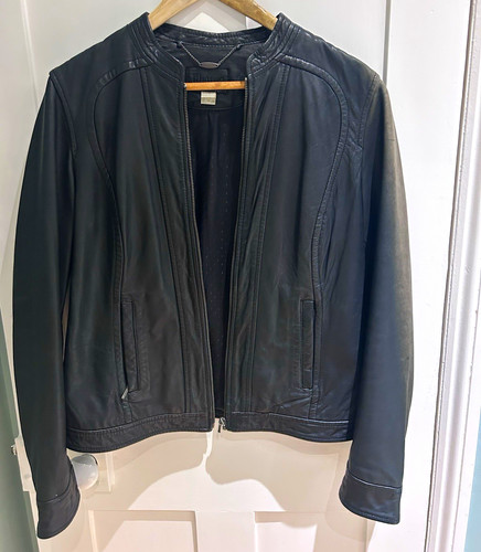 Monsoon black leather biker - black,