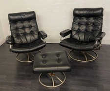 A pair of 60/70 chesterfield executive recliner lazy boy chairs in Ebony black