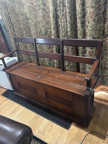 Antique church pew with arm - church,