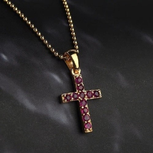 Ruby dainty cross - ruby,