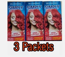 3x Mellor & Russell Simply Bright Red Alert Permanent Hair Colour Dye