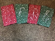 Small Christmas / Xmas Fabric Sacks with Draw Strings