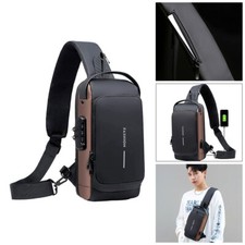 Men's Crossbody Bag Shoulder Sling Bag Anti-theft Lock Chest Bag With USB Port