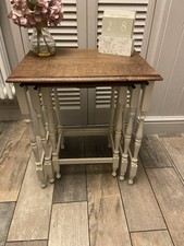 Beautiful Nest Of Painted Antique Oak Tables. Shabby Chic. FREE UK DELIVERY!
