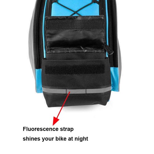 Blue rear rack bag - rear,