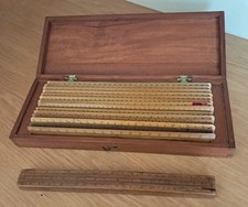 VINTAGE BOX OF 14 RULERS plus WOODEN SLIDE RULE