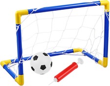 Childrens Football Goal, Ball, Pump, Posts & Net Indoor Outdoor Kids Soccer Set