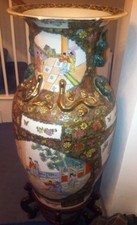 Large Chinese mid Century vase/urn pair on stands - Tall