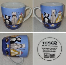 Tesco Moggie Cat 300ml Porcelain Barrel Shaped Mug