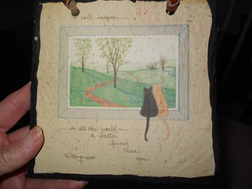 Artist palette slate cat art - slate,