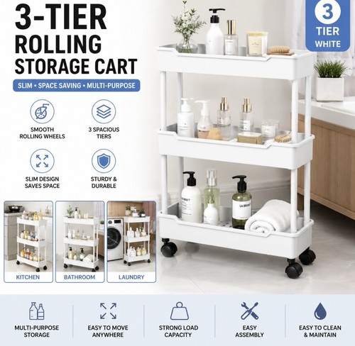 White tier slim space saving - 3-tier,