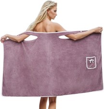 Bathrobe Bath Towel Wrap Womens Wearable Bathtub Shower Dress Bathing Skirt