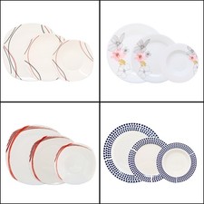 12-Piece Dinner Set White Ceramic Dinnerware Side Soup Dinner Plates Tableware