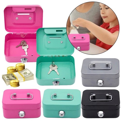 Metal lockable cash box with - cash,