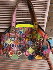 Floral Patchwork reversible Leather Multi Tote Bag New