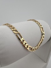 NEW 9ct Solid Gold 7.5 INCH Figaro Bracelet - 5.6mm Wide - UK HALLMARK & BOXED