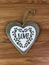 Wooden Hanging Heart WIth "Love" Wording 