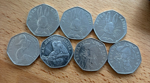 Beatrix potter 50p coins - potter,