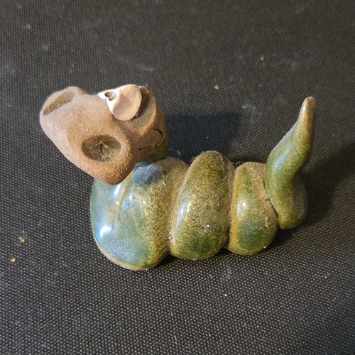 Green polished stone - stone, snake