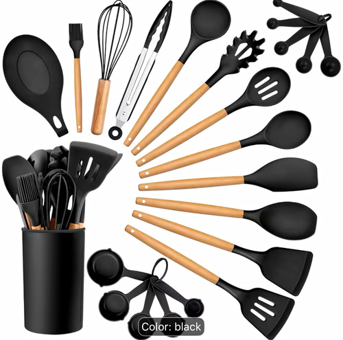 23pc black silicone utensil - 23pc,