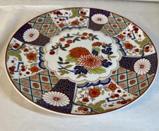Vintage  Japanese Imari Style Porcelain Display Plate 10.5" Dia Blue, Red, Green