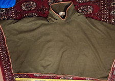 TUCKERNUCK Piper Poncho OS One Size fits all OLIVE Leather Trim Funnel Neck Cape