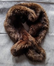 New ZARA Faux Fur Stole/Scarf Collar Dark Chocolate Brown Worn on Coats/Dresses
