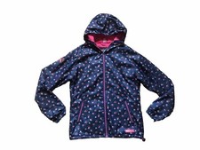 Superdry Jacket Navy Ditsy Fleece Lined Hood Girls Large or Small Adult Ex/Cond