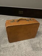 Vintage 1960s Antler Brown Faux Leather Suitcase Luggage Bag  Small