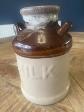 Vintage Glazed Ceramic Milk Can Crock Utensil Holder Farmhouse Kitchen Décor