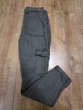 H&M Ladies Khaki Green Pockets Cargo Trousers Eu 40 Uk Size 12 Used