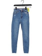 Bershka Women's Jeans UK 4 Blue Cotton with Polyester Skinny