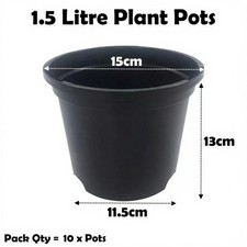 1.5 Litre Black Plant Pots