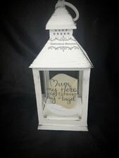 Battery Operated Memorial White Decorative LED Indoor Lantern Angel Heaven Mum