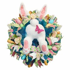 Spring Easter Wreath Bunny Door Decor Rabbit Garland Home Party Wall Hanging NEW