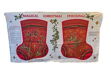 VINTAGE MAGICAL CHRISTMAS STOCKING BY FABRIC FREEDOM CUT & SEW FABRIC PANEL 