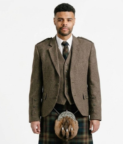 Men brown tweed - tweed, kilt