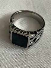 Titanium stainless steel, 316L quality with onyx stone. Men US Size 10.