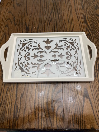 White decorative tray with - white,
