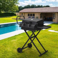Portable Garden Smoker Barbecue Burner Charcoal Grill Thermometer Camping Cooker