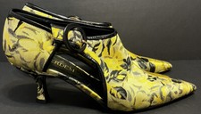 Erdem Marguerite Yellow Floral Jacqurd Kitten Heel Shoes NEW $895 Size 39