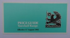 Vauxhall Price List 1981: Chevette, Astra, Cavalier, Carlton, Viceroy, Royale.
